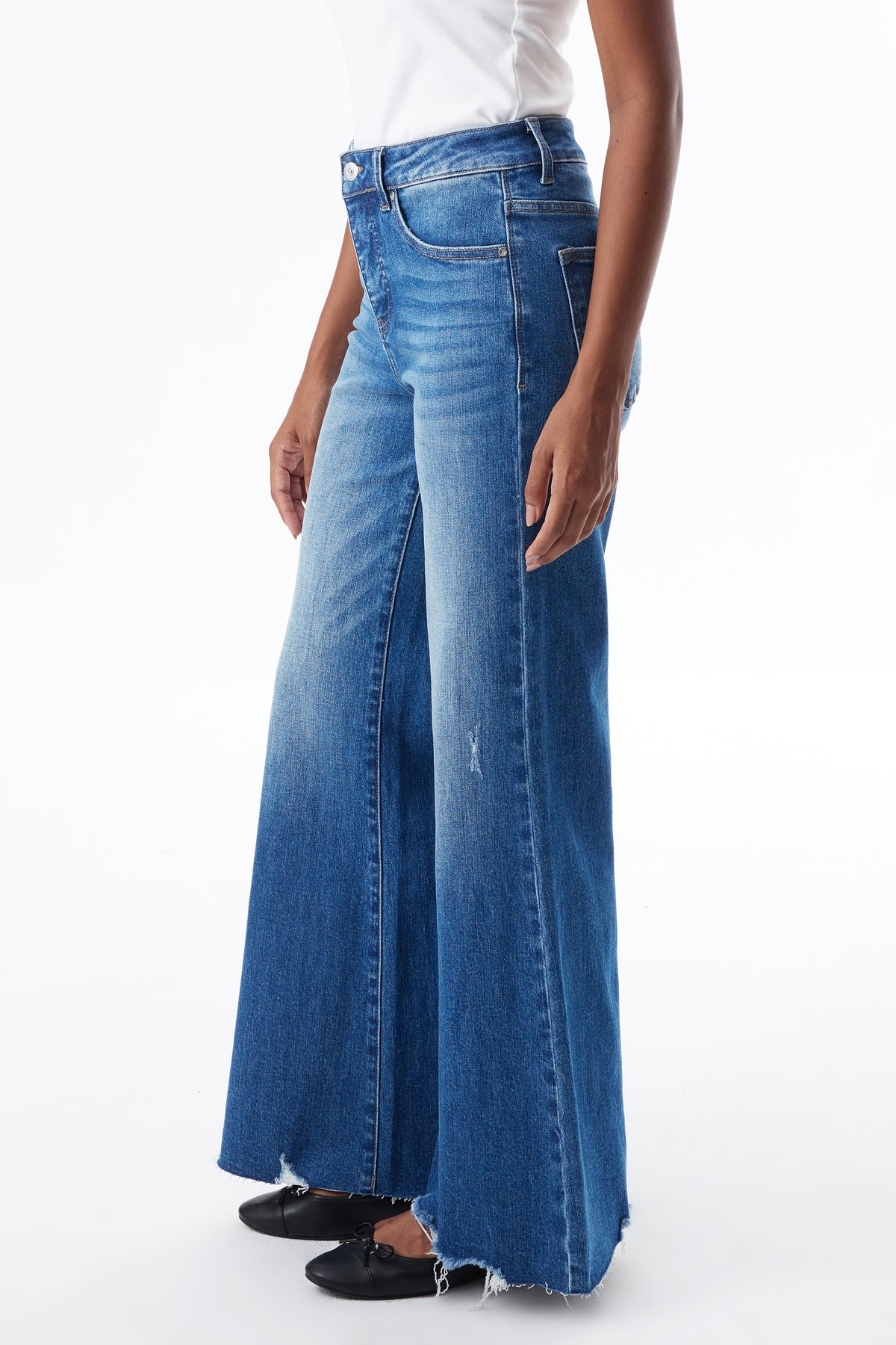 Mid High Rise Flared Wide Leg Jeans ESFW630814-P
