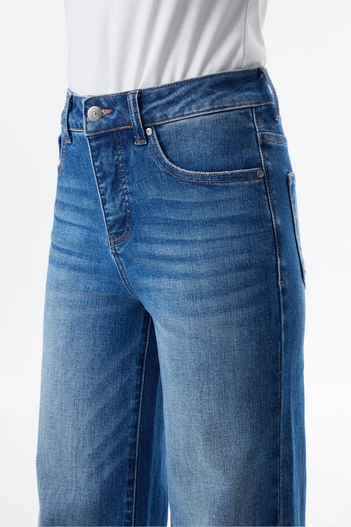 Mid High Rise Flared Wide Leg Jeans ESFW630814-P
