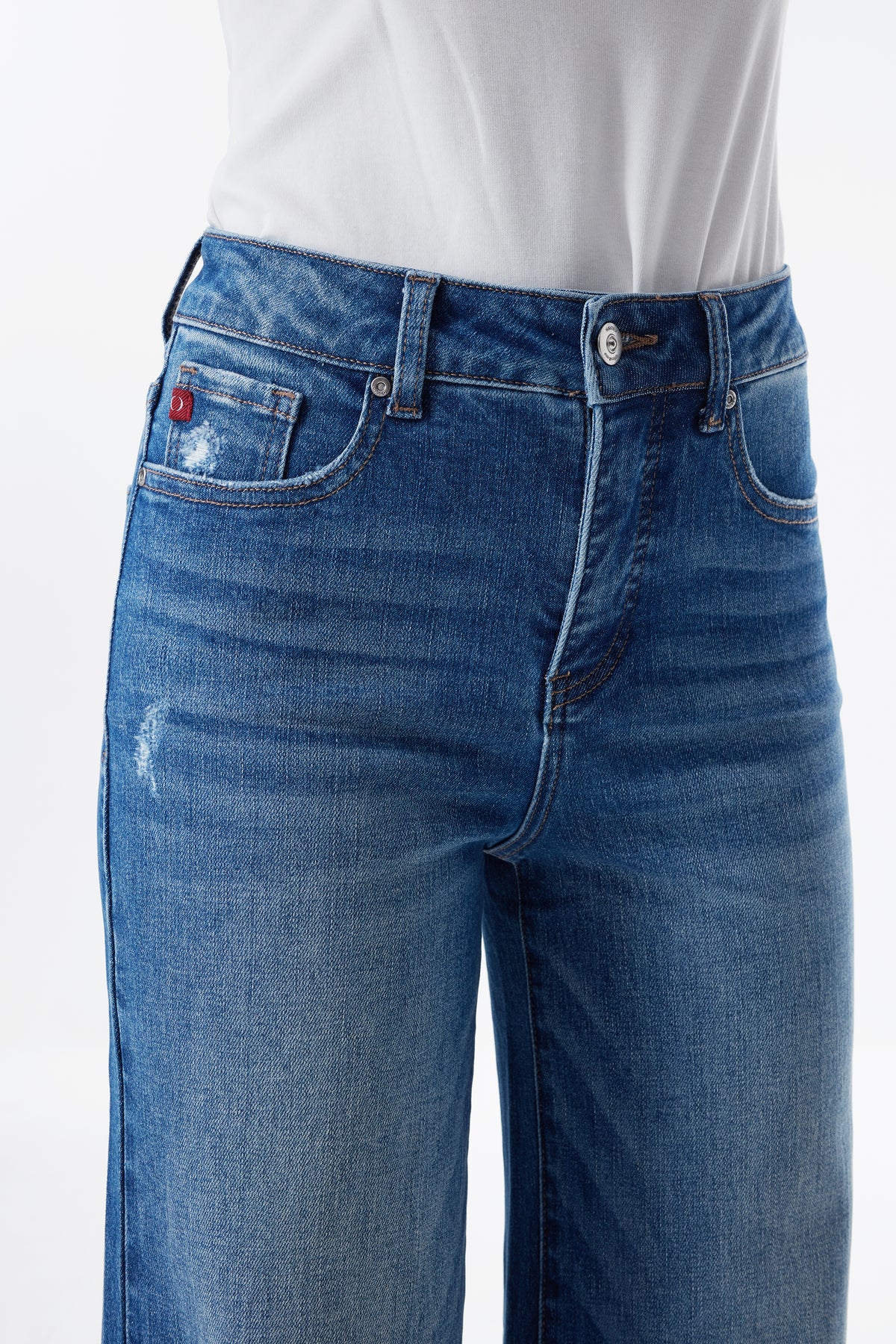 Mid High Rise Flared Wide Leg Ankle Jeans ESFW630814