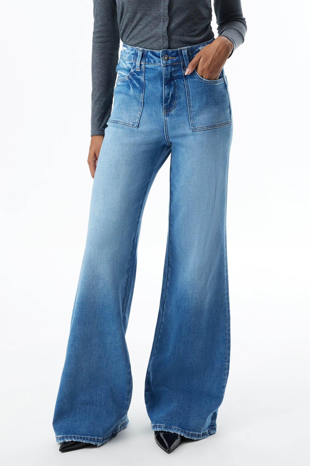 Super High Rise Flared Wide Leg Tall Jeans ESFW630817