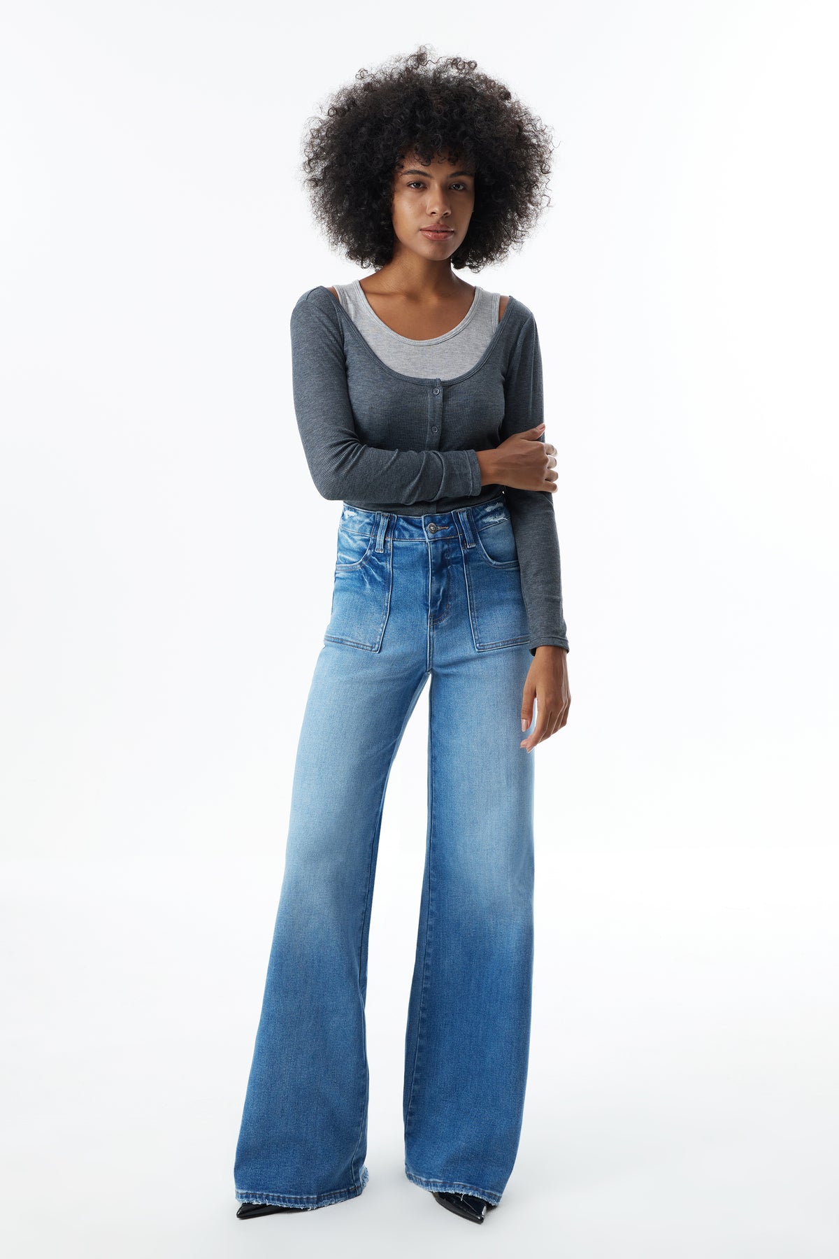 Super High Rise Flared Wide Leg Tall Jeans ESFW630817