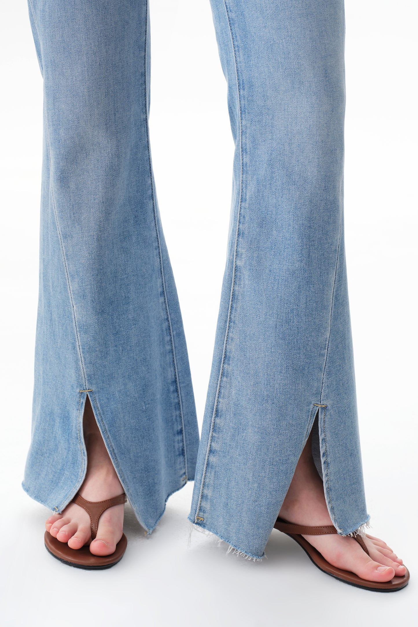 Front Hem Slit High Rise Flare Denim Jeans OSF1145EC