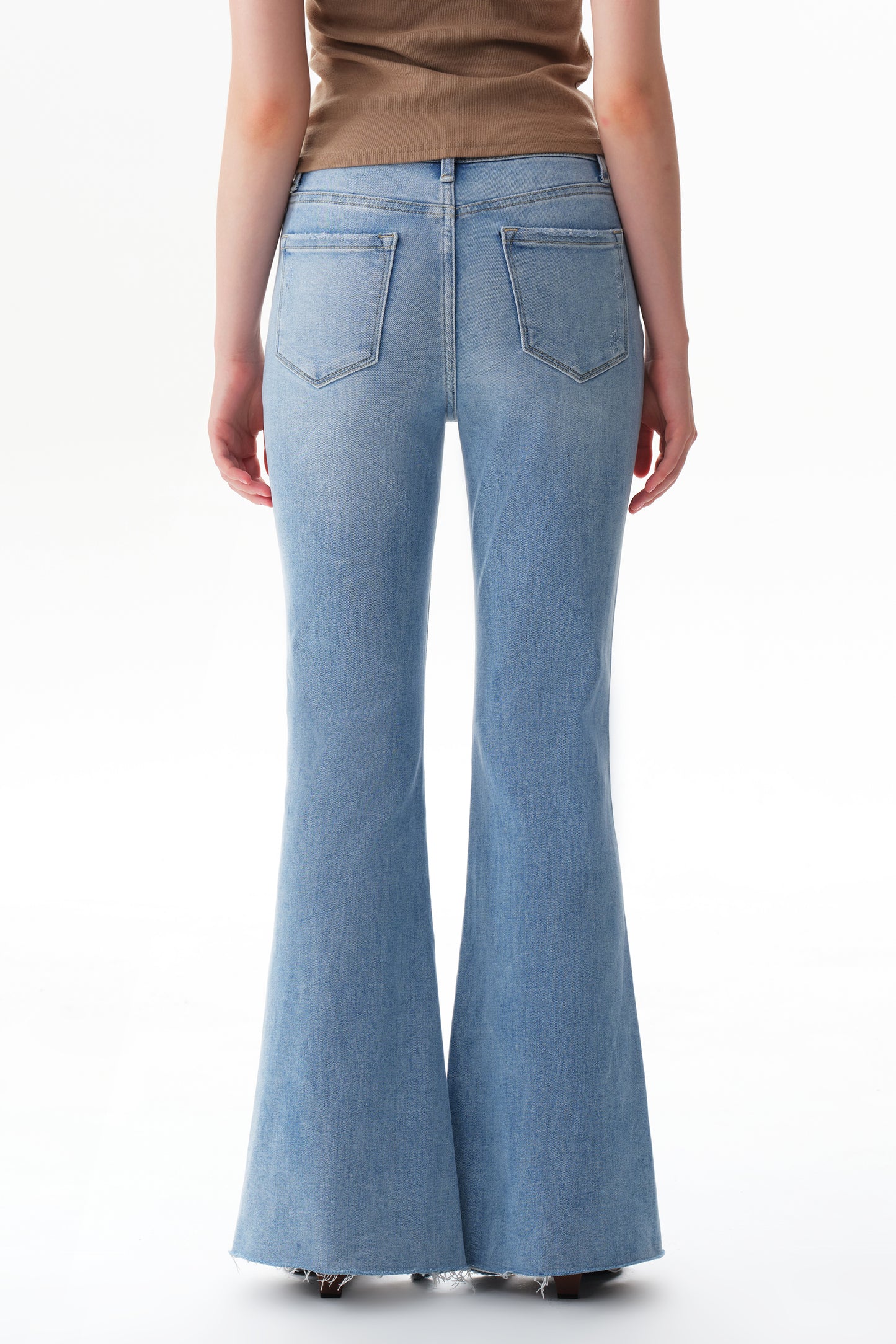 Front Hem Slit High Rise Flare Denim Jeans OSF1145EC