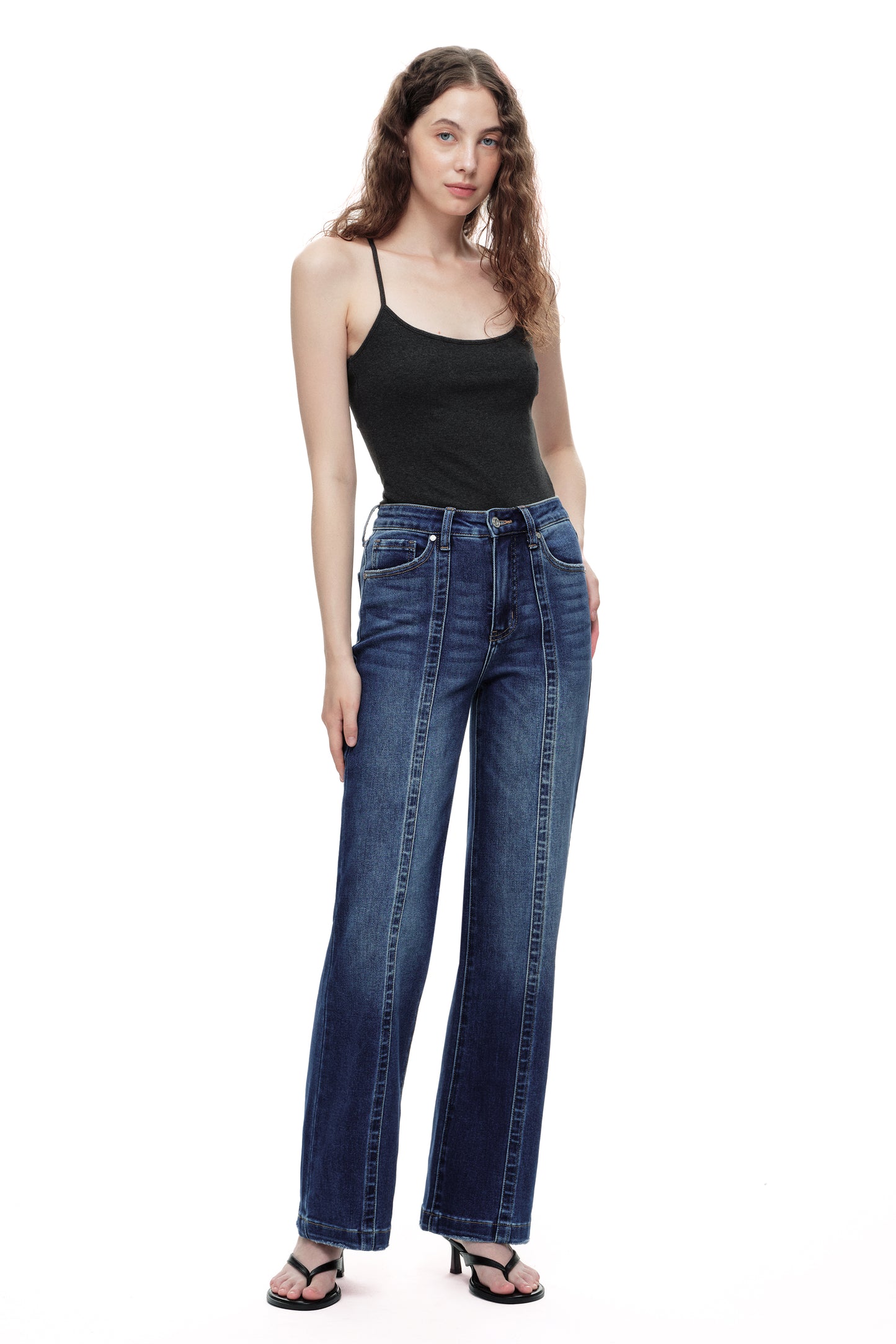 High Rise Relaxed Wide Leg Denim Jeans OSF1146EC