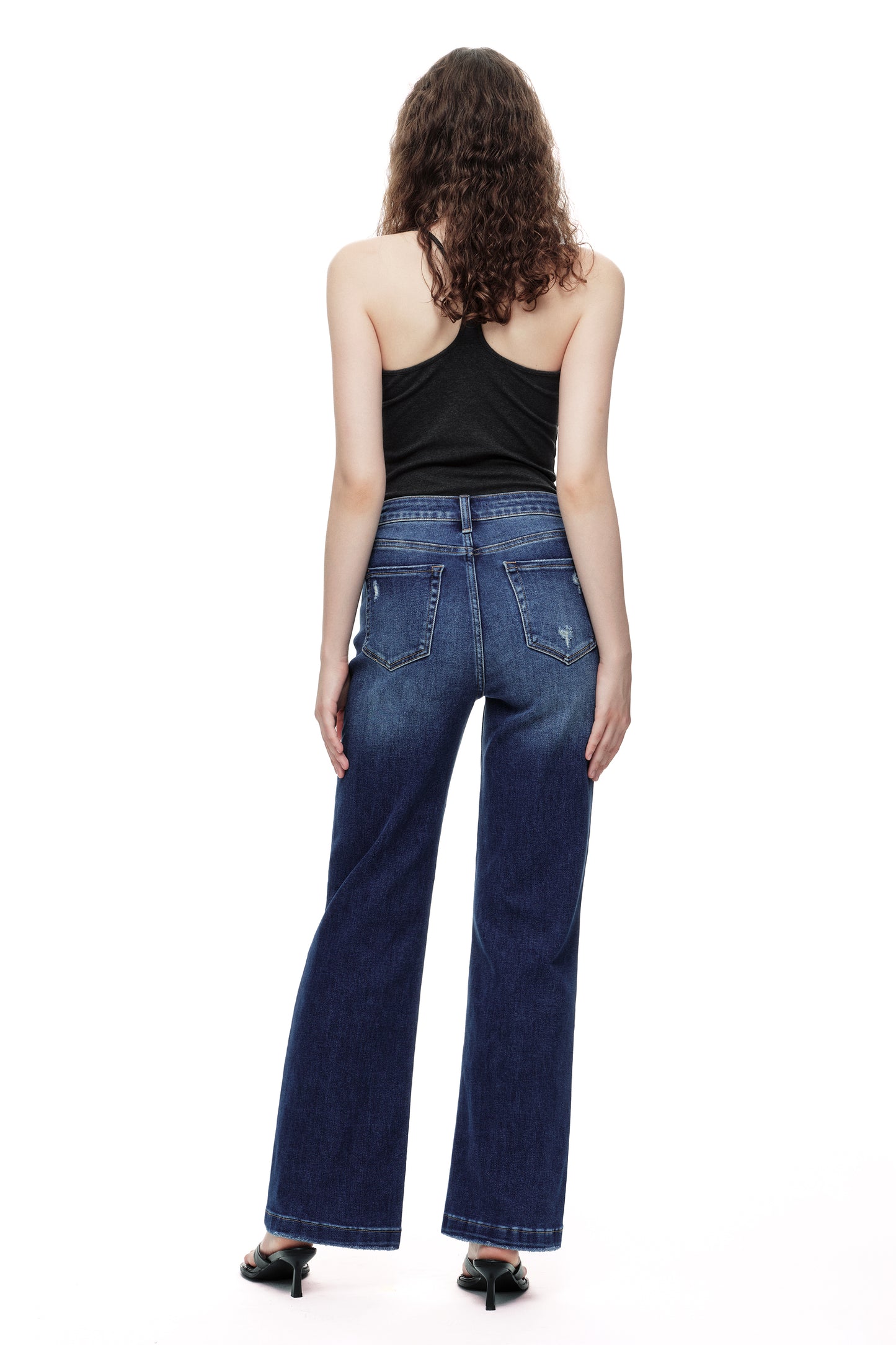High Rise Relaxed Wide Leg Denim Jeans OSF1146EC