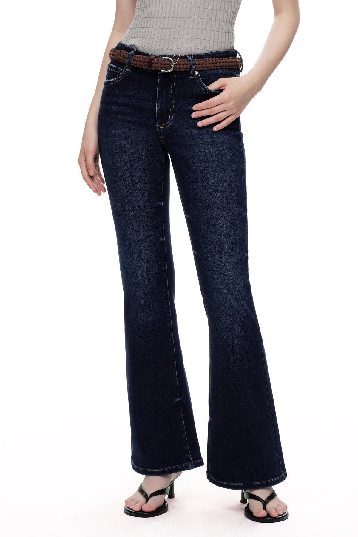 Flattering High Rise Flare Denim Jeans OSF1148EC