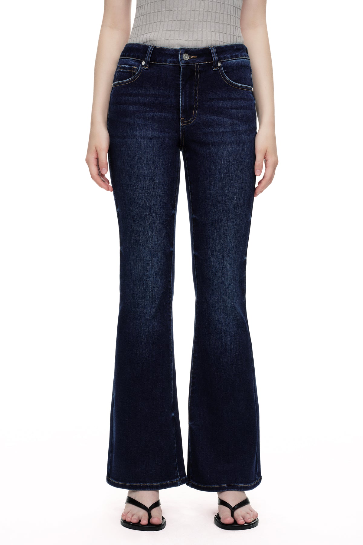 Flattering High Rise Flare Denim Jeans OSF1148EC