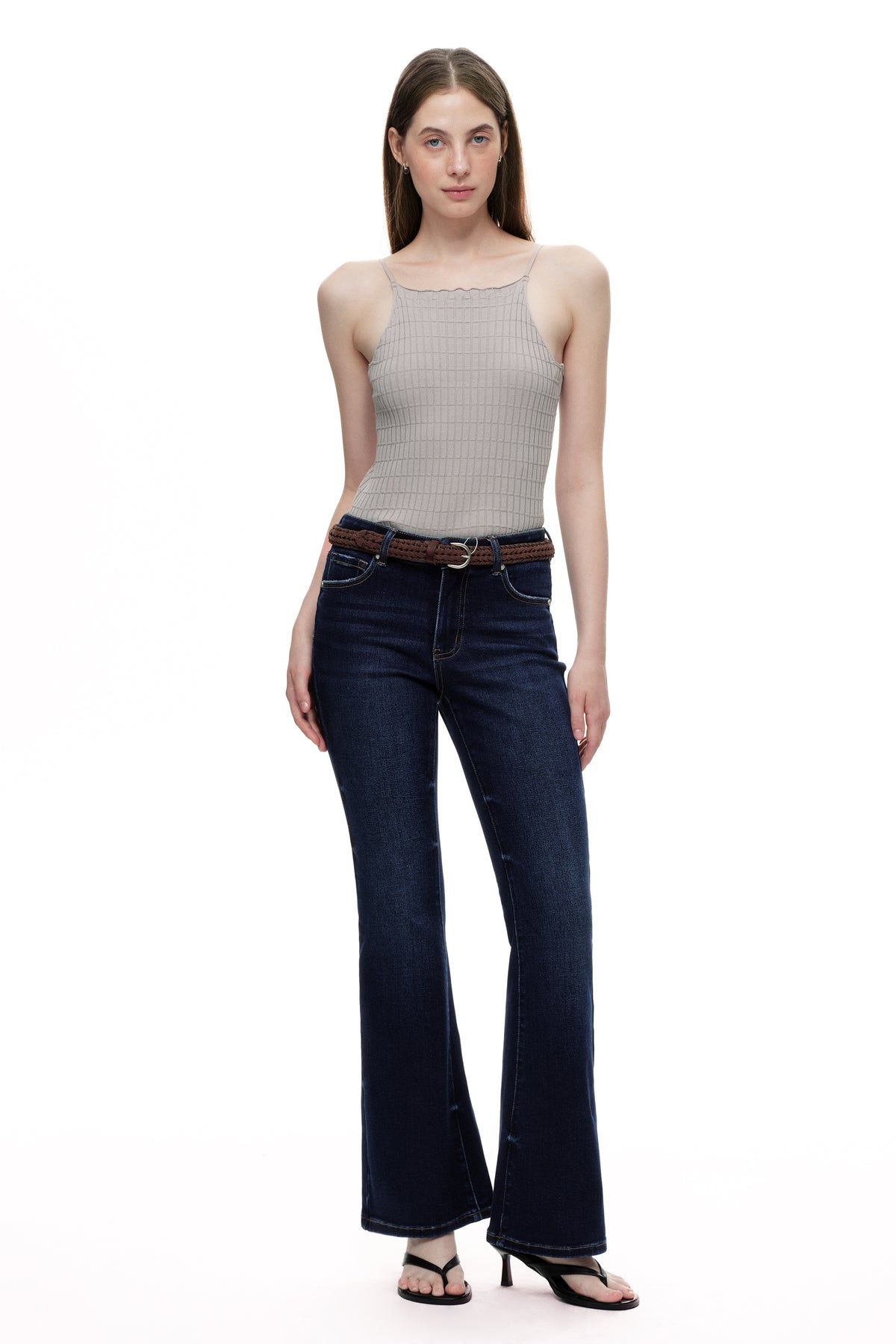 Flattering High Rise Flare Denim Jeans OSF1148EC