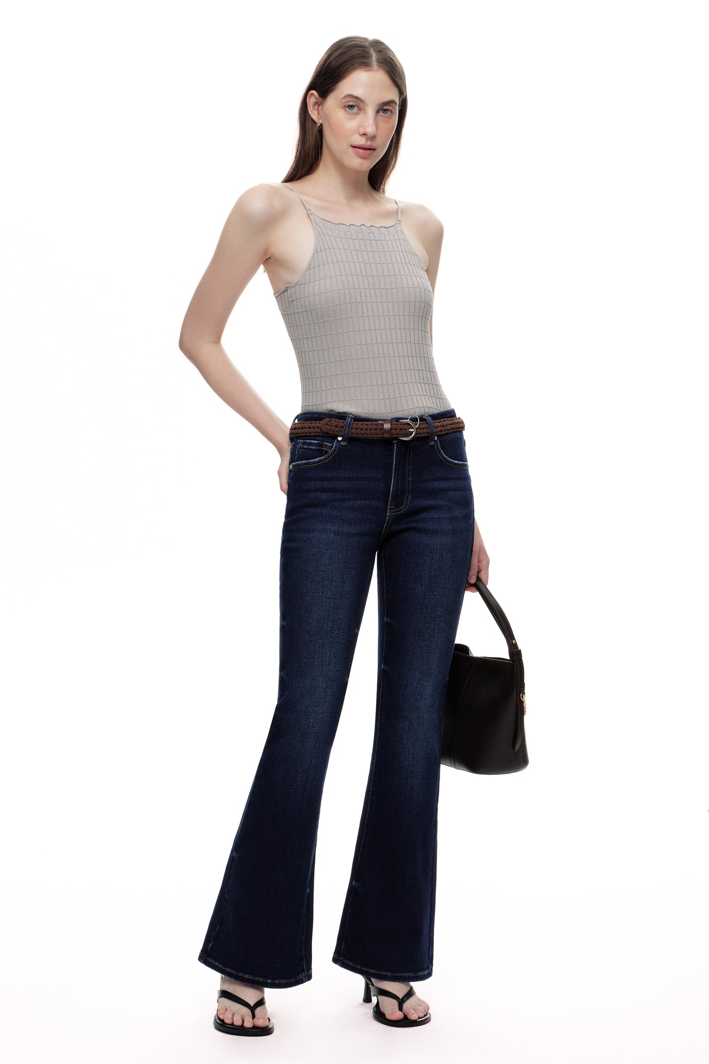 Flattering High Rise Flare Denim Jeans OSF1148EC