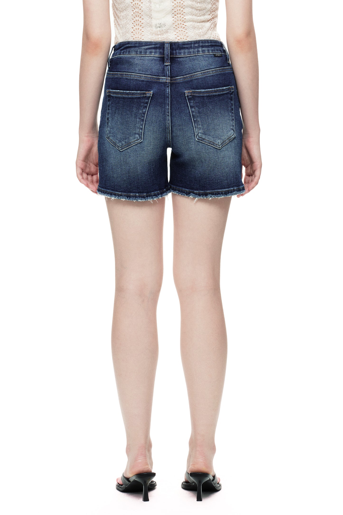 High Rise Denim Distressed Shorts OSH6012