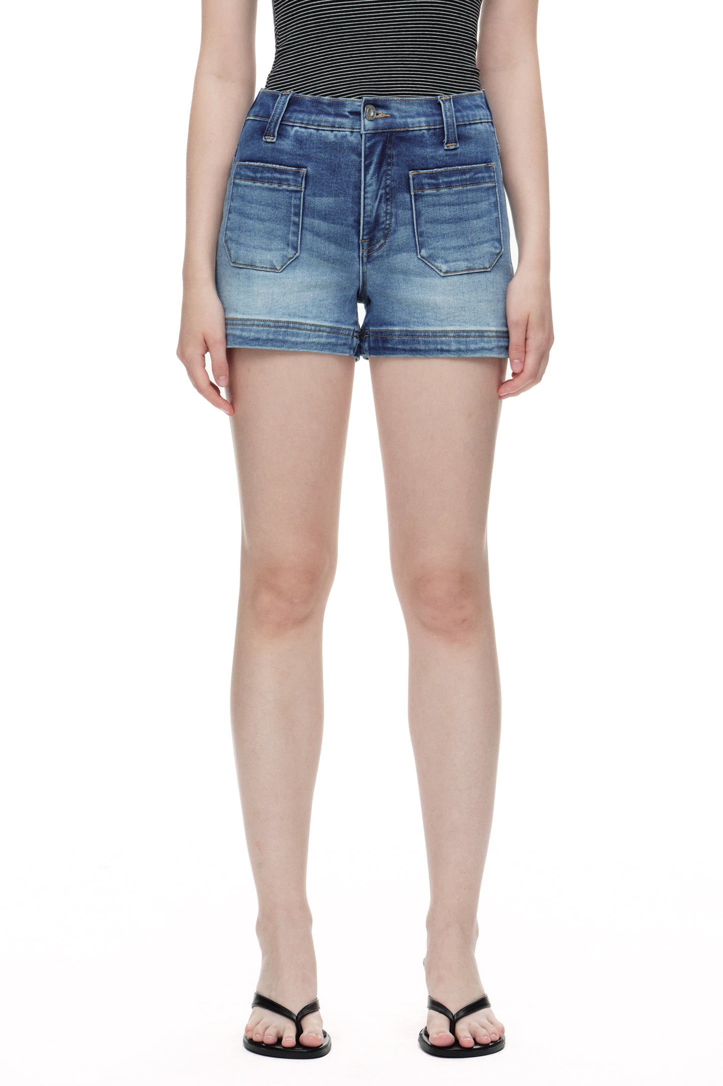Mid High Rise Denim Shorts OSH6017