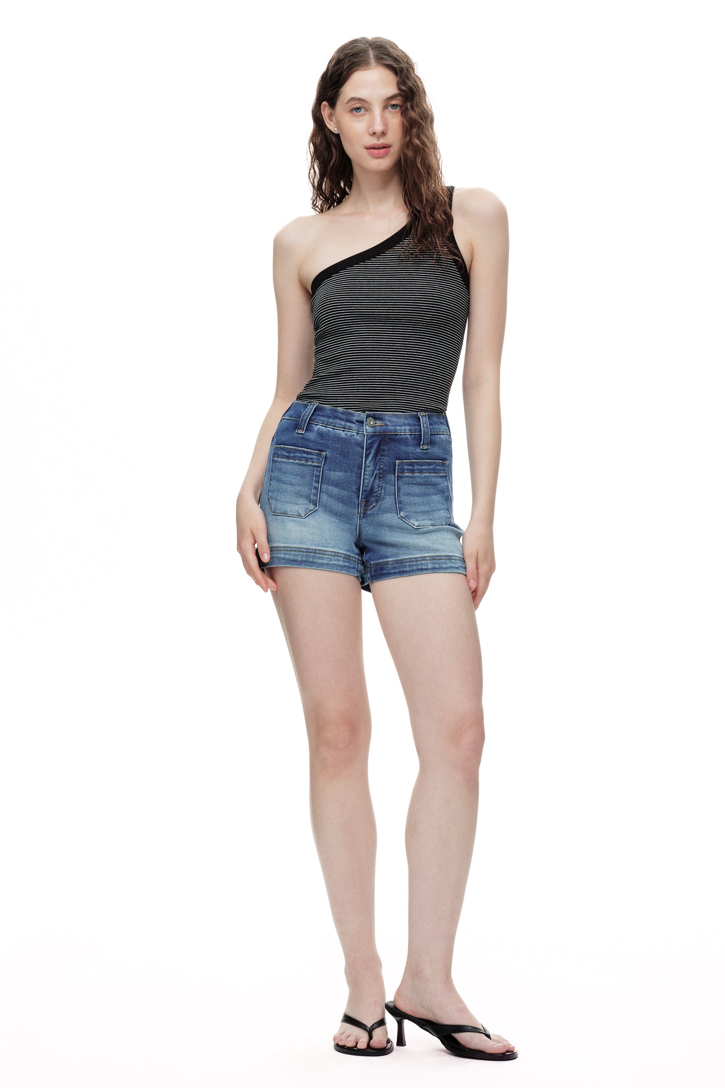 Mid High Rise Denim Shorts OSH6017