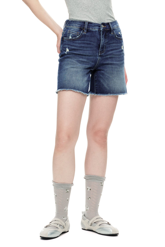 Plus Mid Rise Denim Shorts OSH6019-P