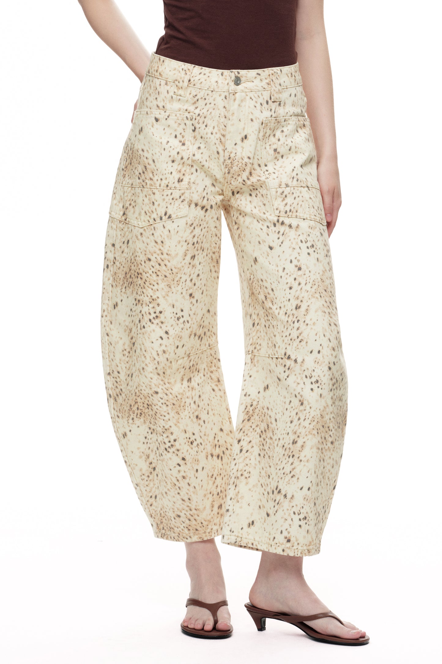 Baggy Bohemia Mid Rise Barrel Print Pants OSOX011