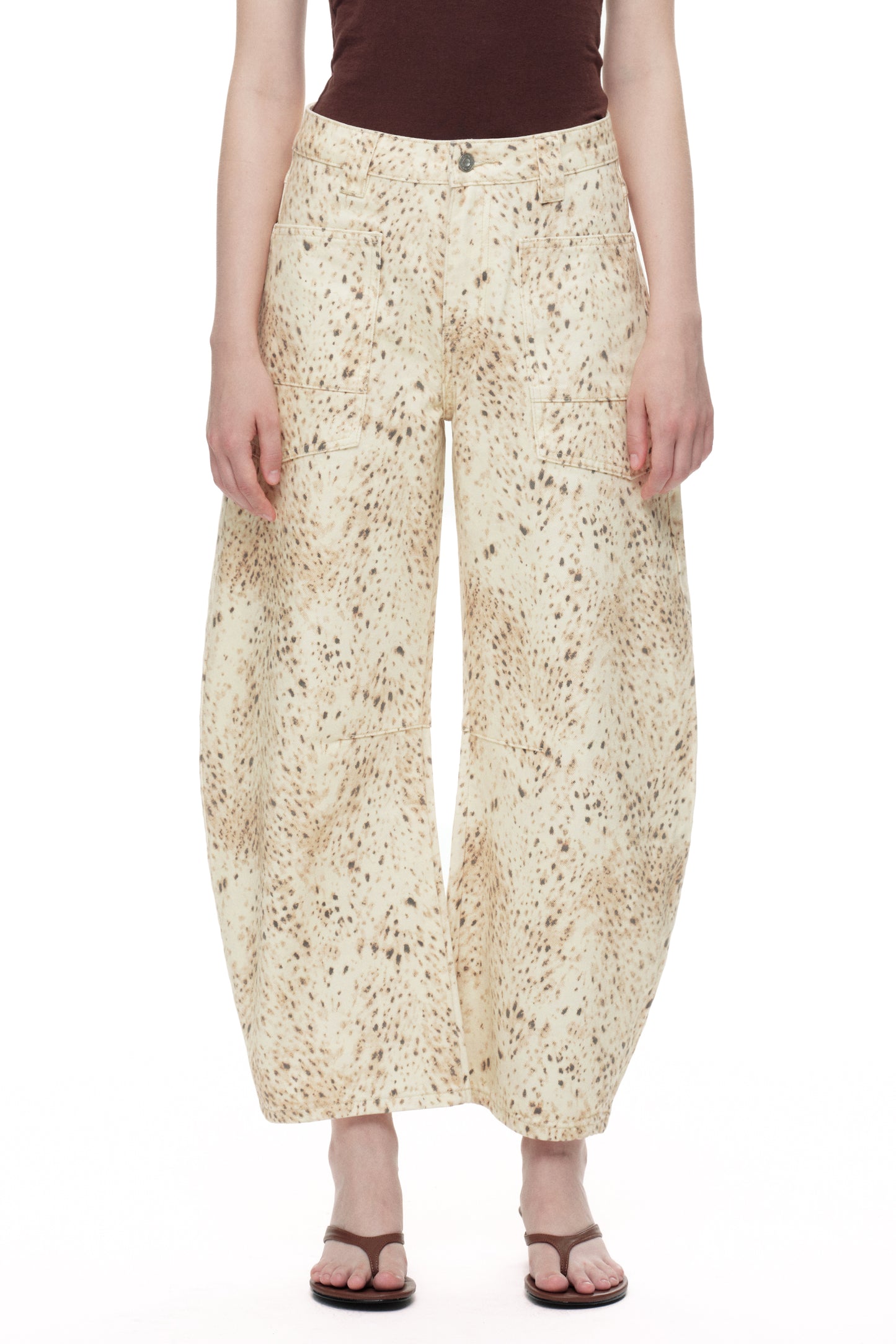 Baggy Bohemia Mid Rise Barrel Print Pants OSOX011