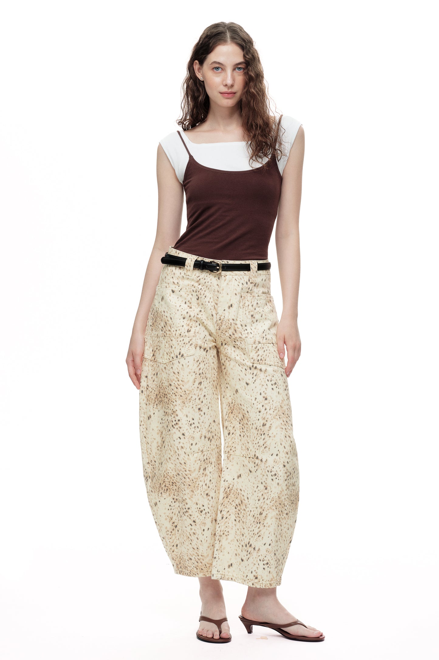 Baggy Bohemia Mid Rise Barrel Print Pants OSOX011