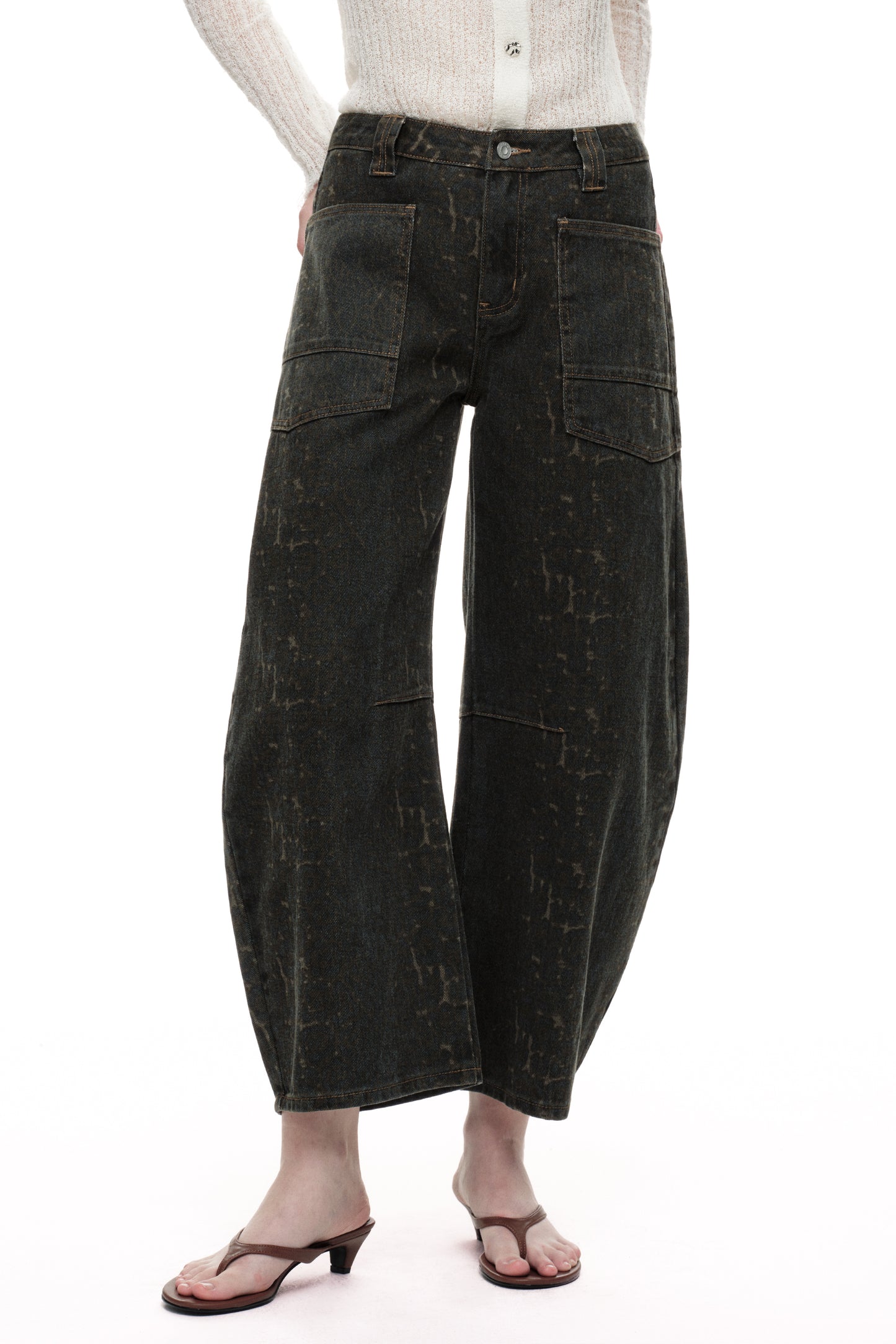 Baggy Bohemia Mid Rise Barrel Print Pants OSOX011