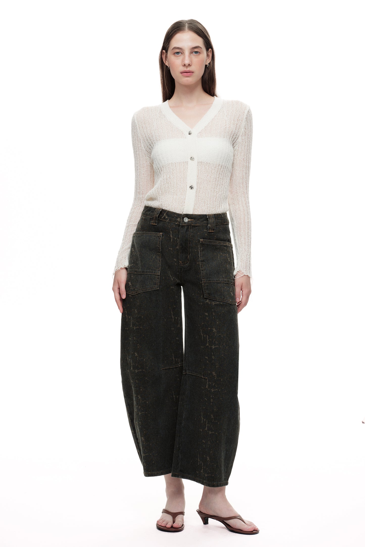 Baggy Bohemia Mid Rise Barrel Print Pants OSOX011