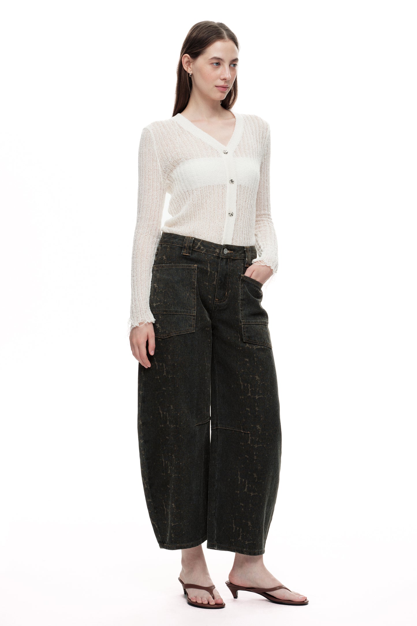 Baggy Bohemia Mid Rise Barrel Print Pants OSOX011
