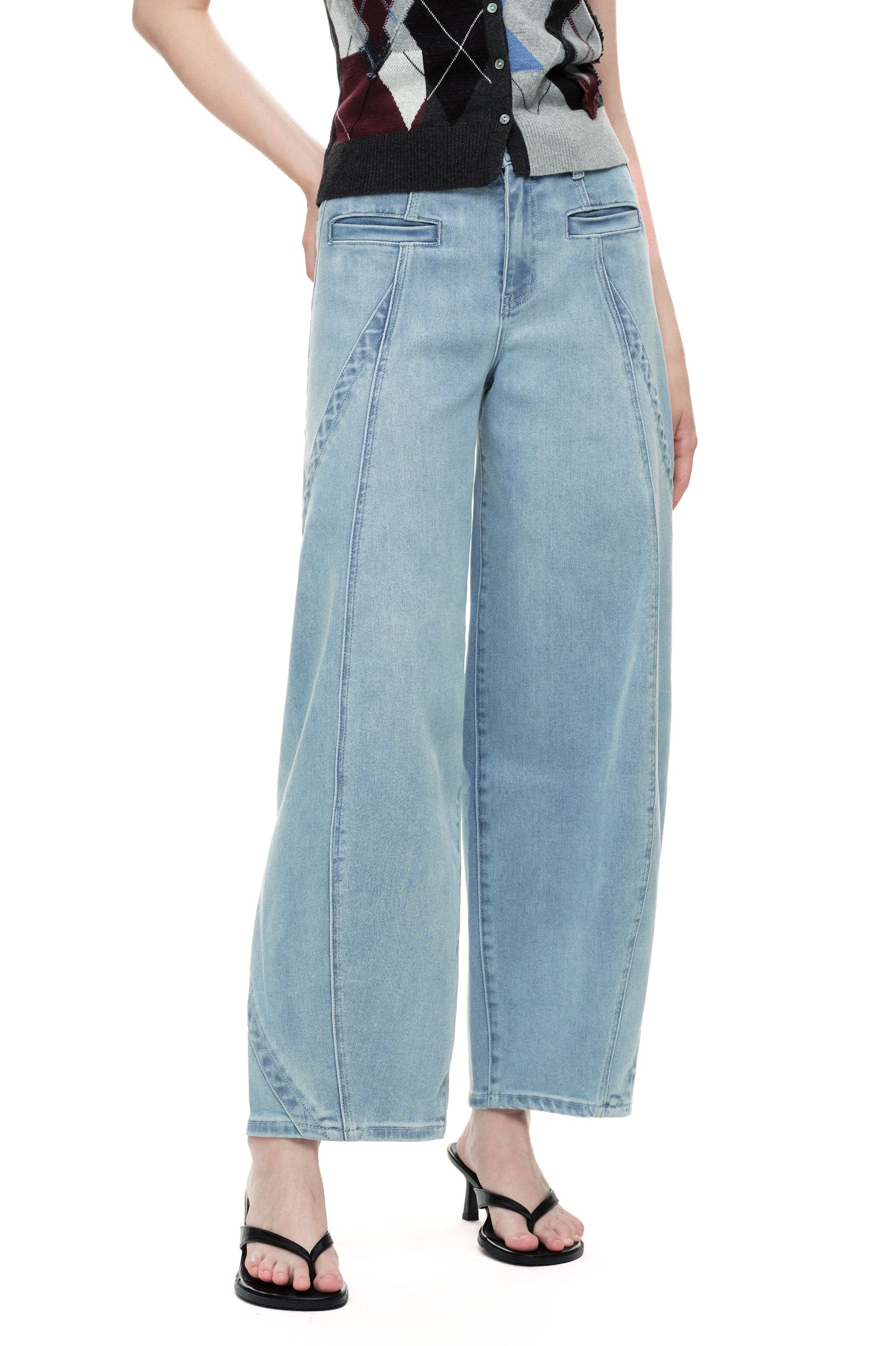 High Rise Barrel Denim Jeans OSOX013EC