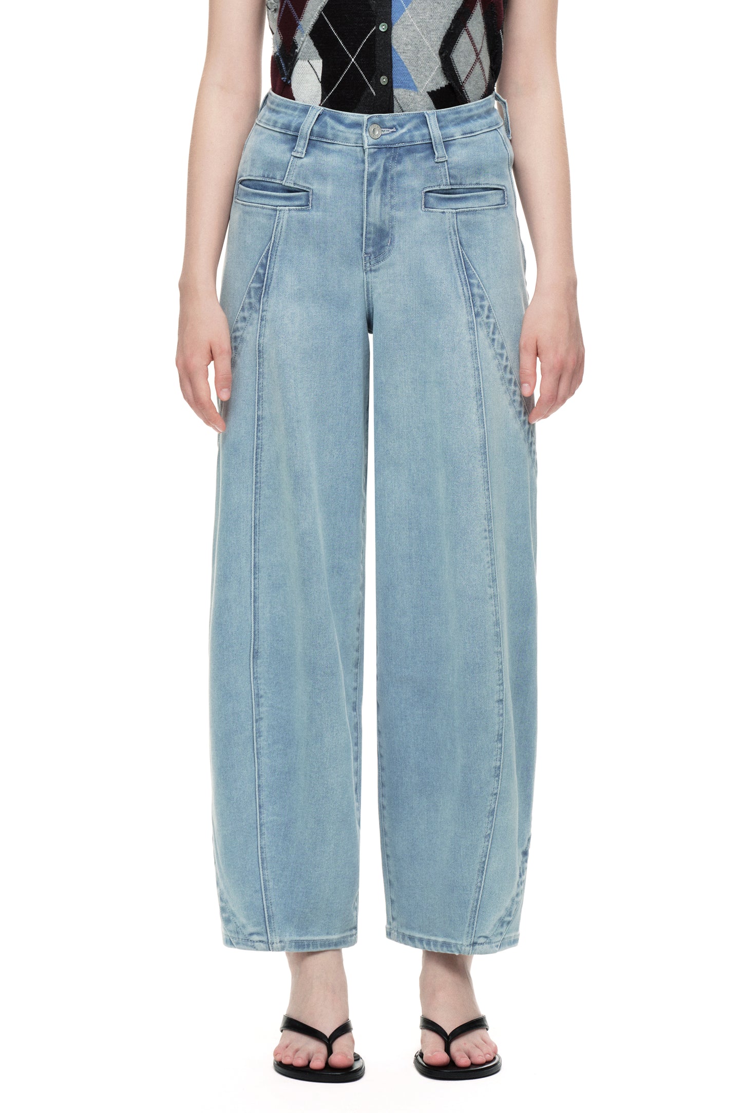 High Rise Barrel Denim Jeans OSOX013EC