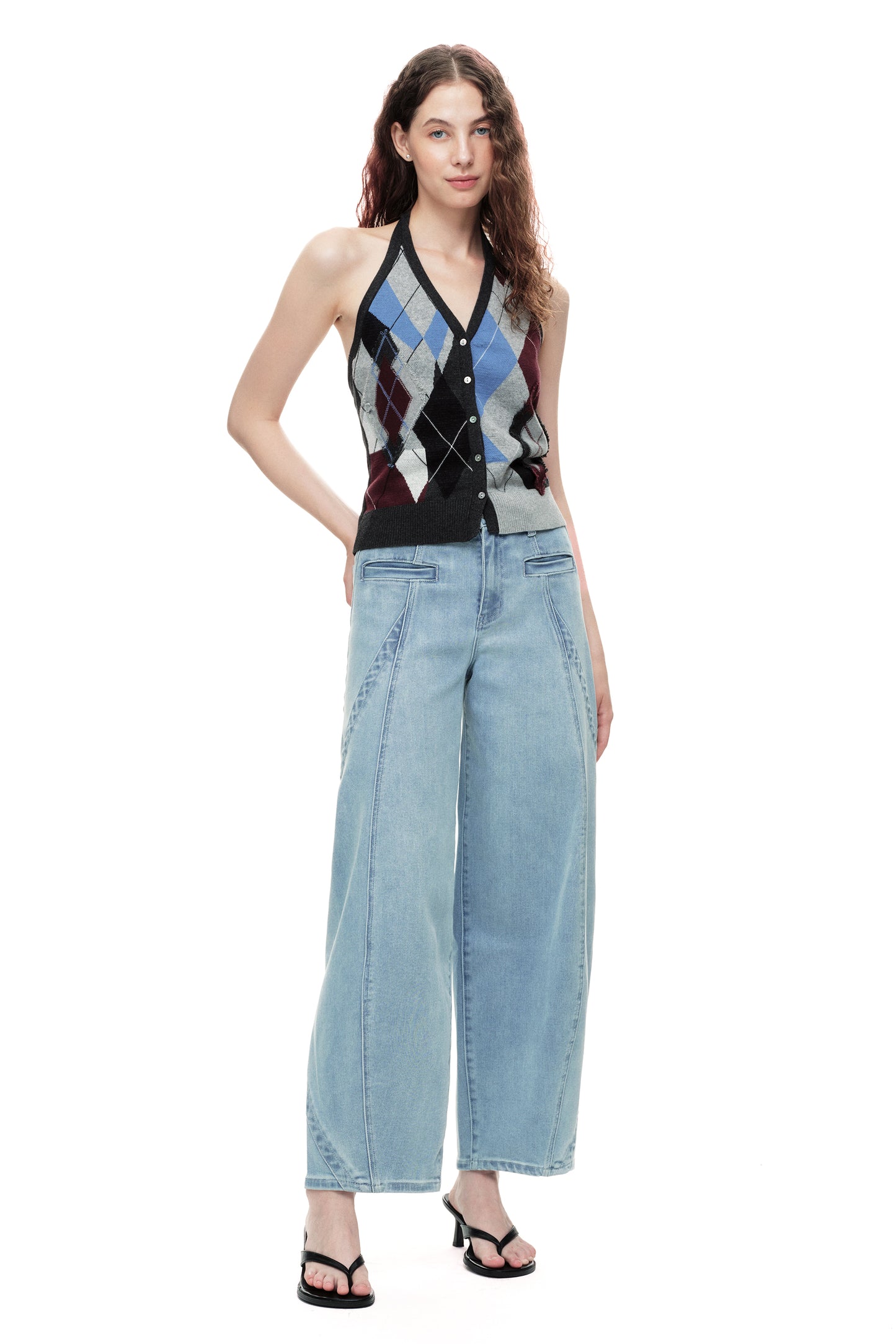 High Rise Barrel Denim Jeans OSOX013EC