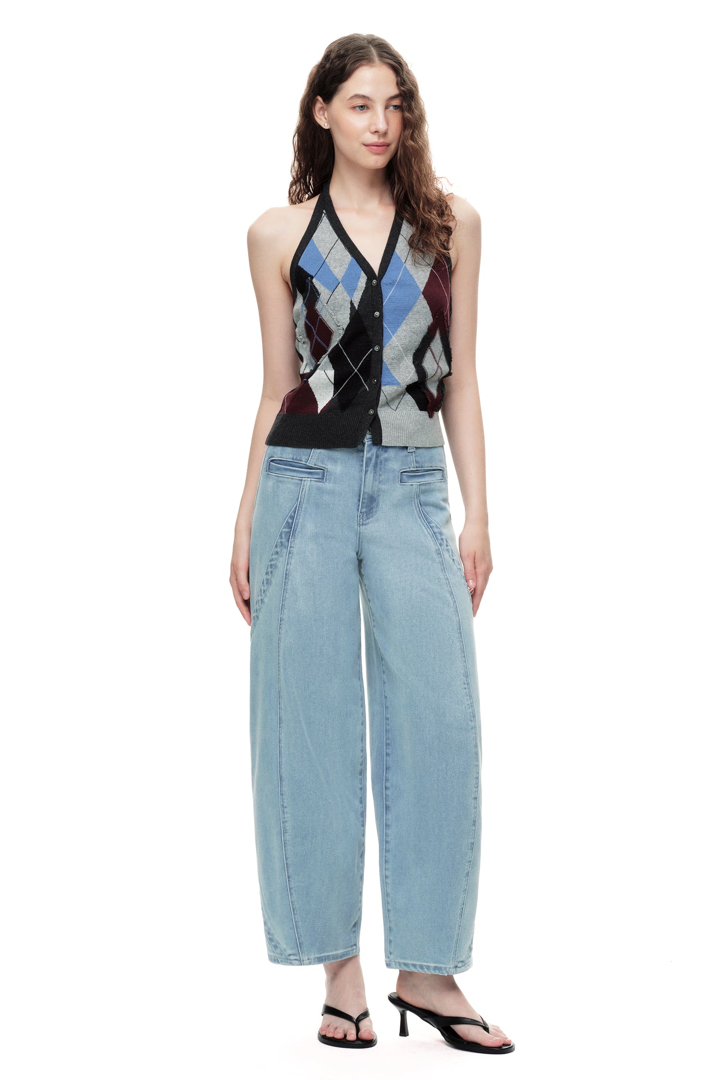 High Rise Barrel Denim Jeans OSOX013EC