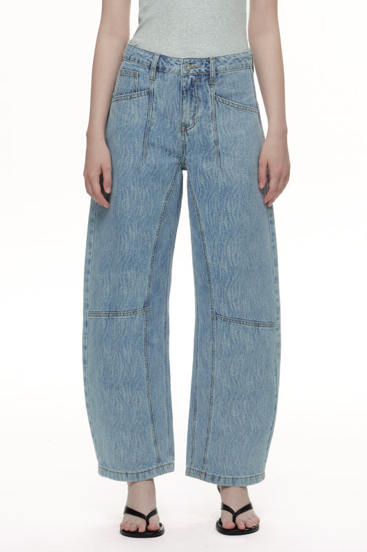 Baggy Relaxed High Rise Barrel Ankle Jeans OSOX014