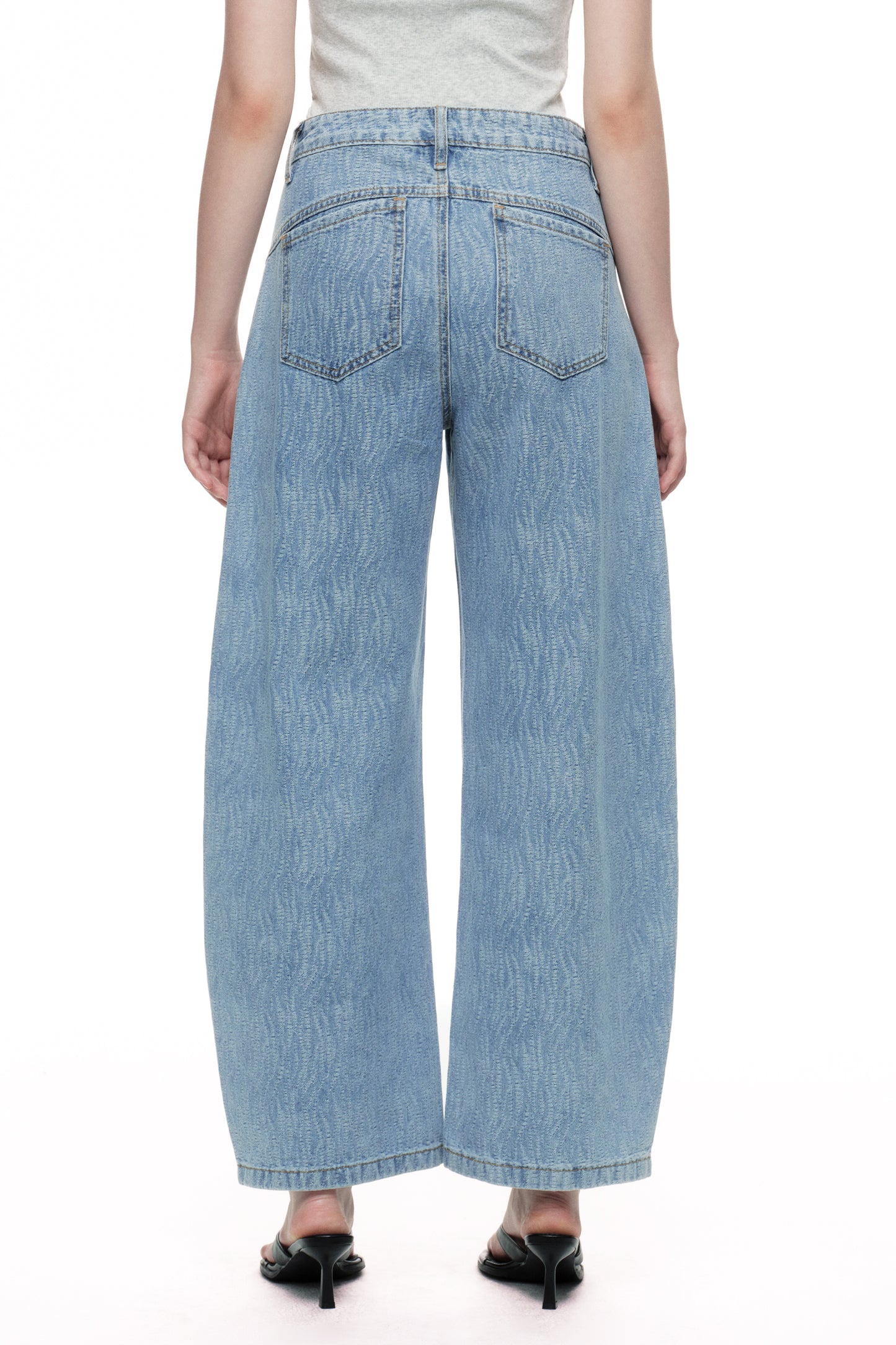 Baggy Relaxed High Rise Barrel Ankle Jeans OSOX014