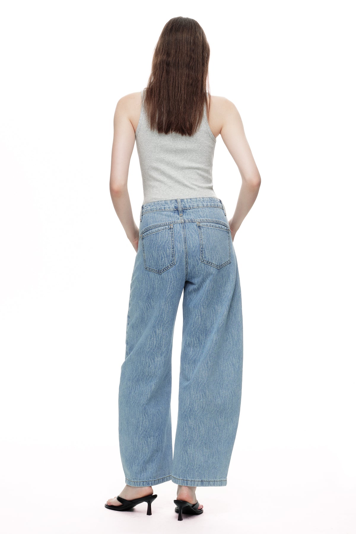 Baggy Relaxed High Rise Barrel Ankle Jeans OSOX014