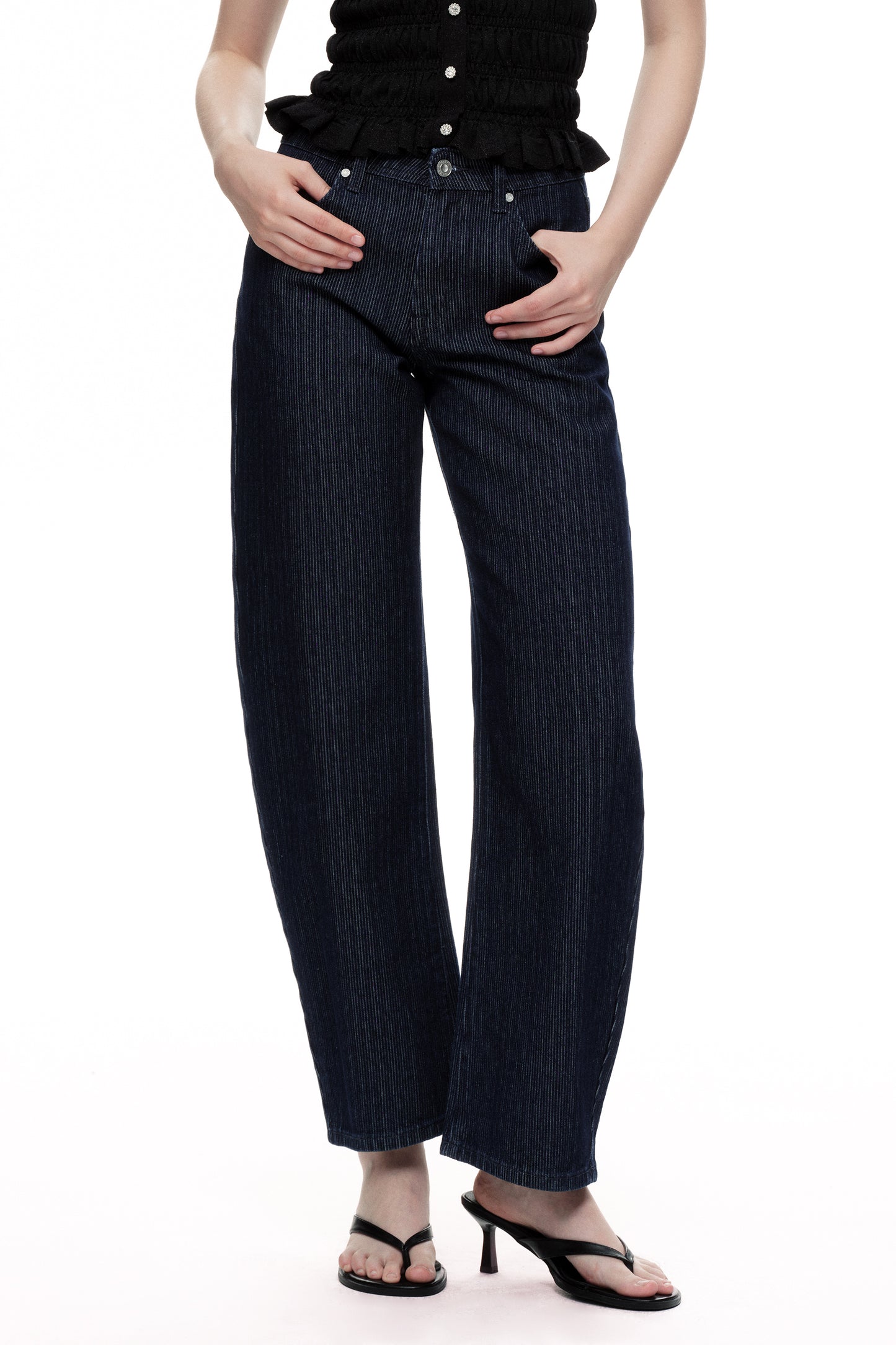Mid Rise Barrel  Denim Jeans OSOX024