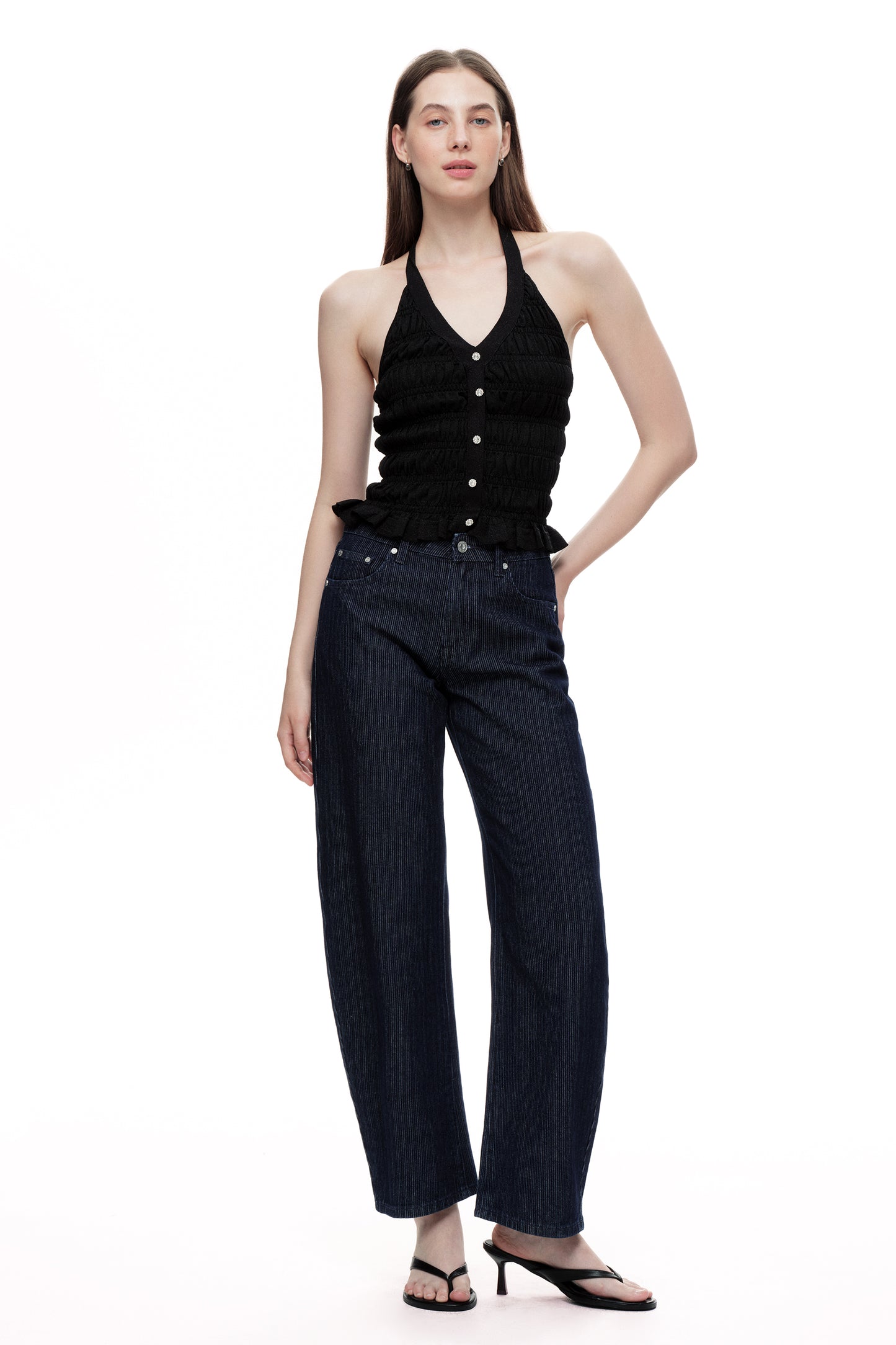 Mid Rise Barrel  Denim Jeans OSOX024