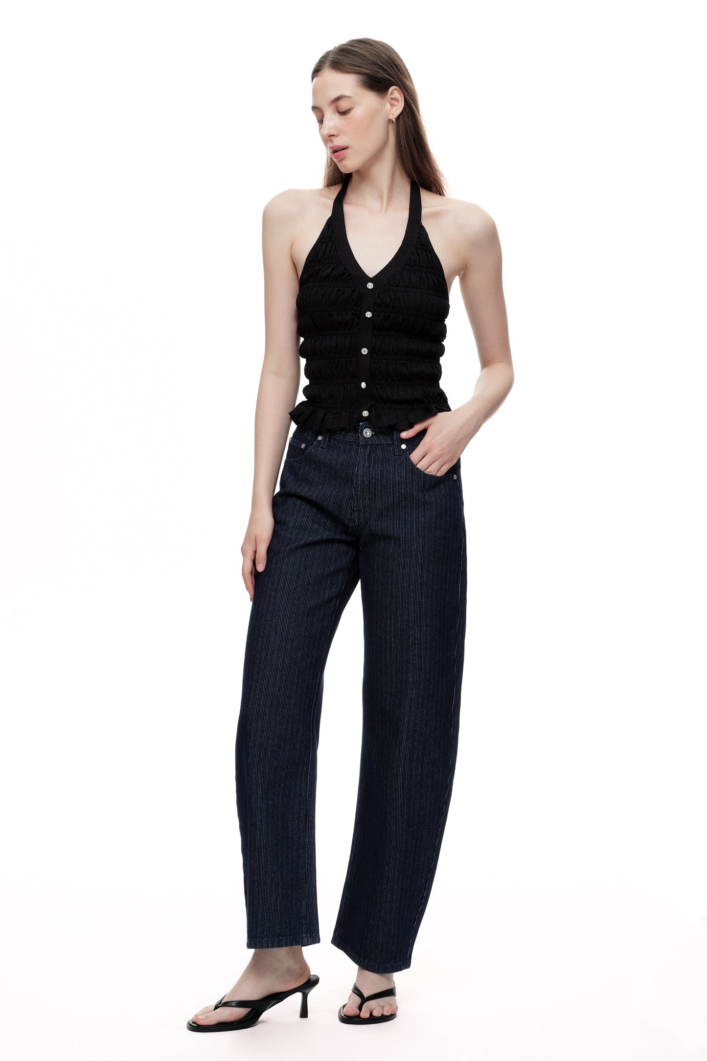 Mid Rise Barrel  Denim Jeans OSOX024