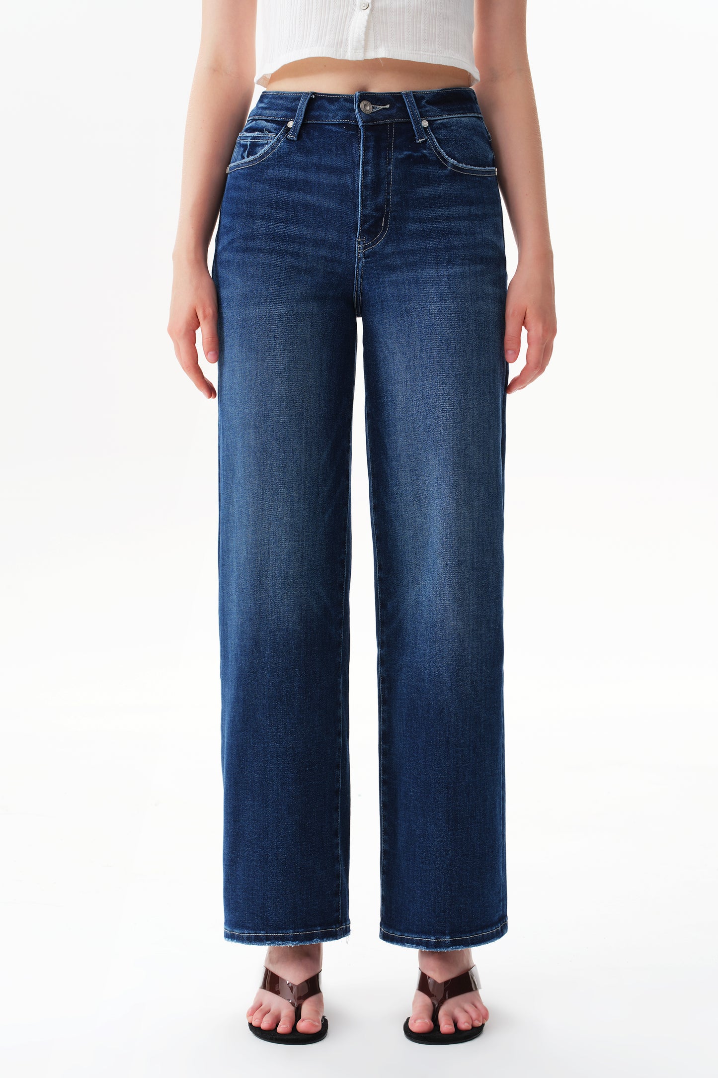 Plus Size High Waist Relaxed Tapered Jeans OST5024-P