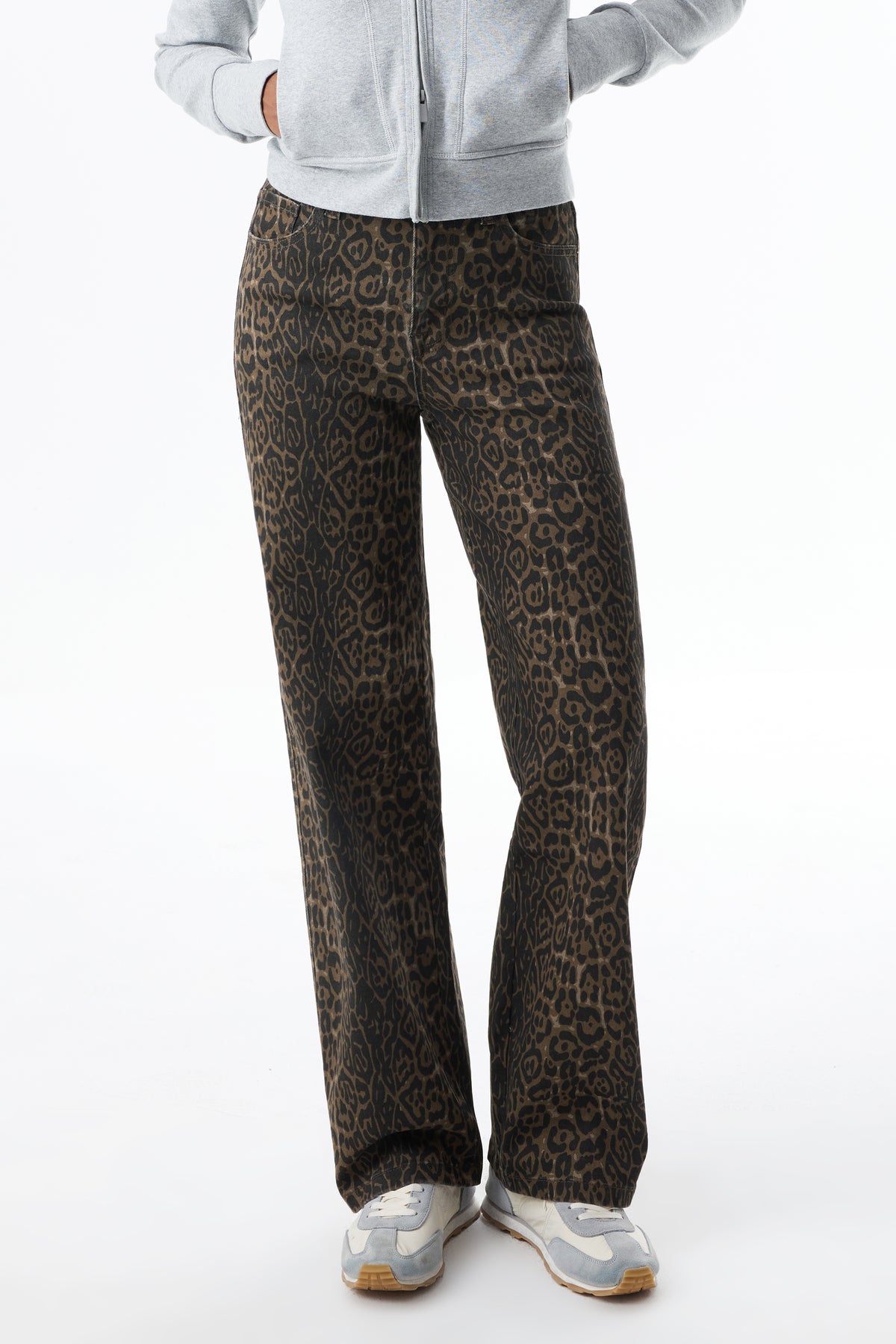 High Rise Relaxed Straight Leopard Print Pants OST5028