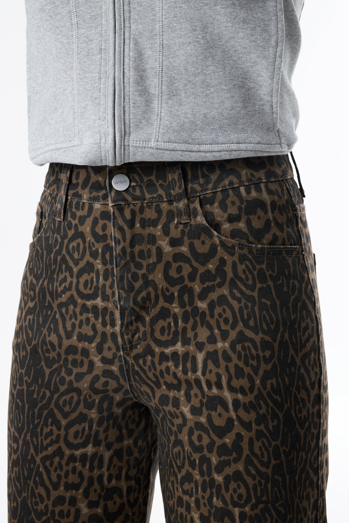High Rise Relaxed Straight Leopard Print Pants OST5028