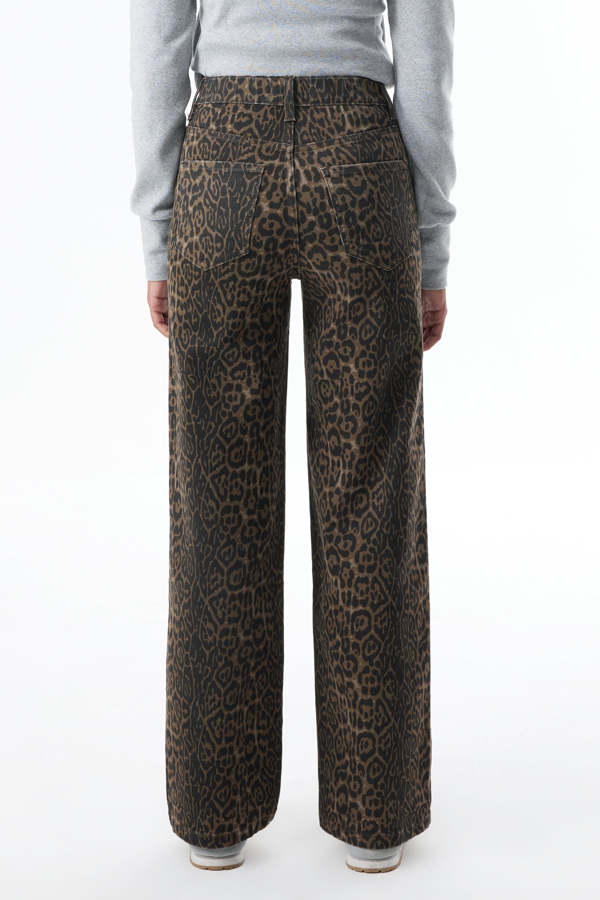 High Rise Relaxed Straight Leopard Print Pants OST5028