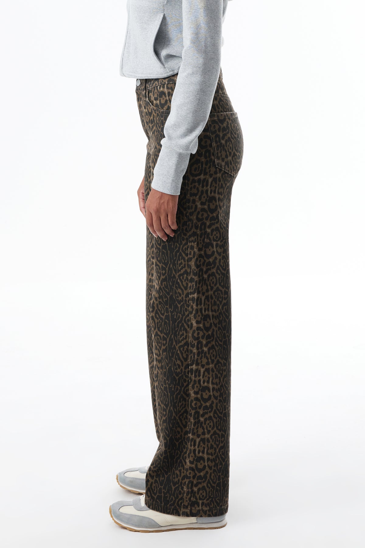 High Rise Relaxed Straight Leopard Print Pants OST5028