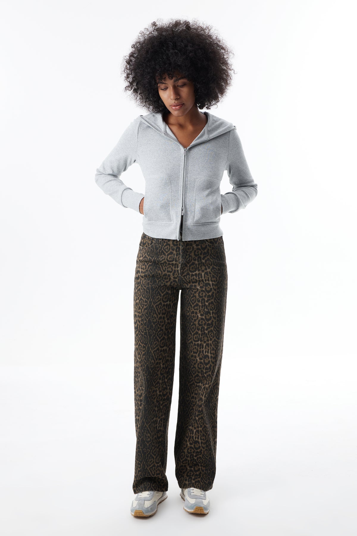 High Rise Relaxed Straight Leopard Print Pants OST5028