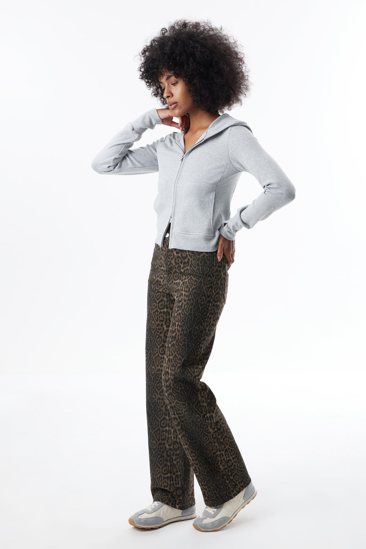 High Rise Relaxed Straight Leopard Print Pants OST5028