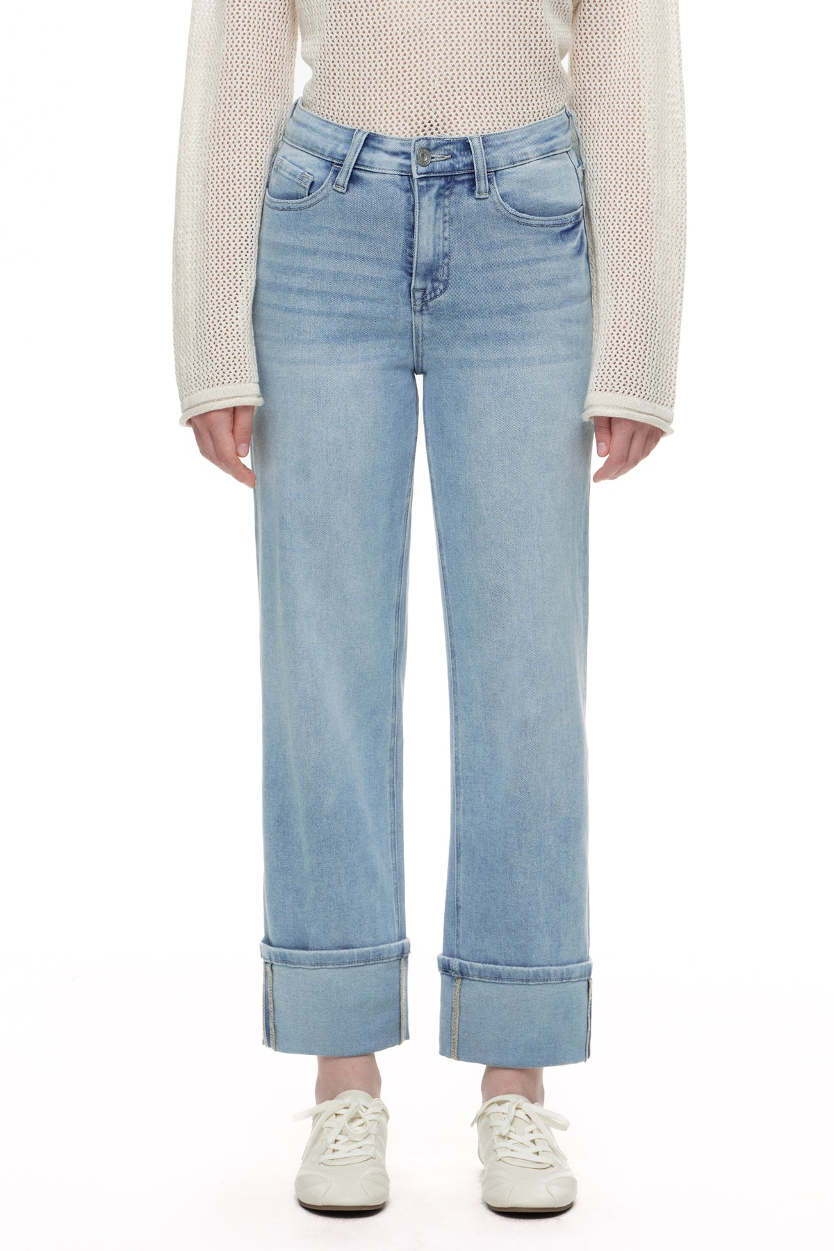 PLUS HIGH RISE STRAIGHT DENIM JEANS OST5030-P