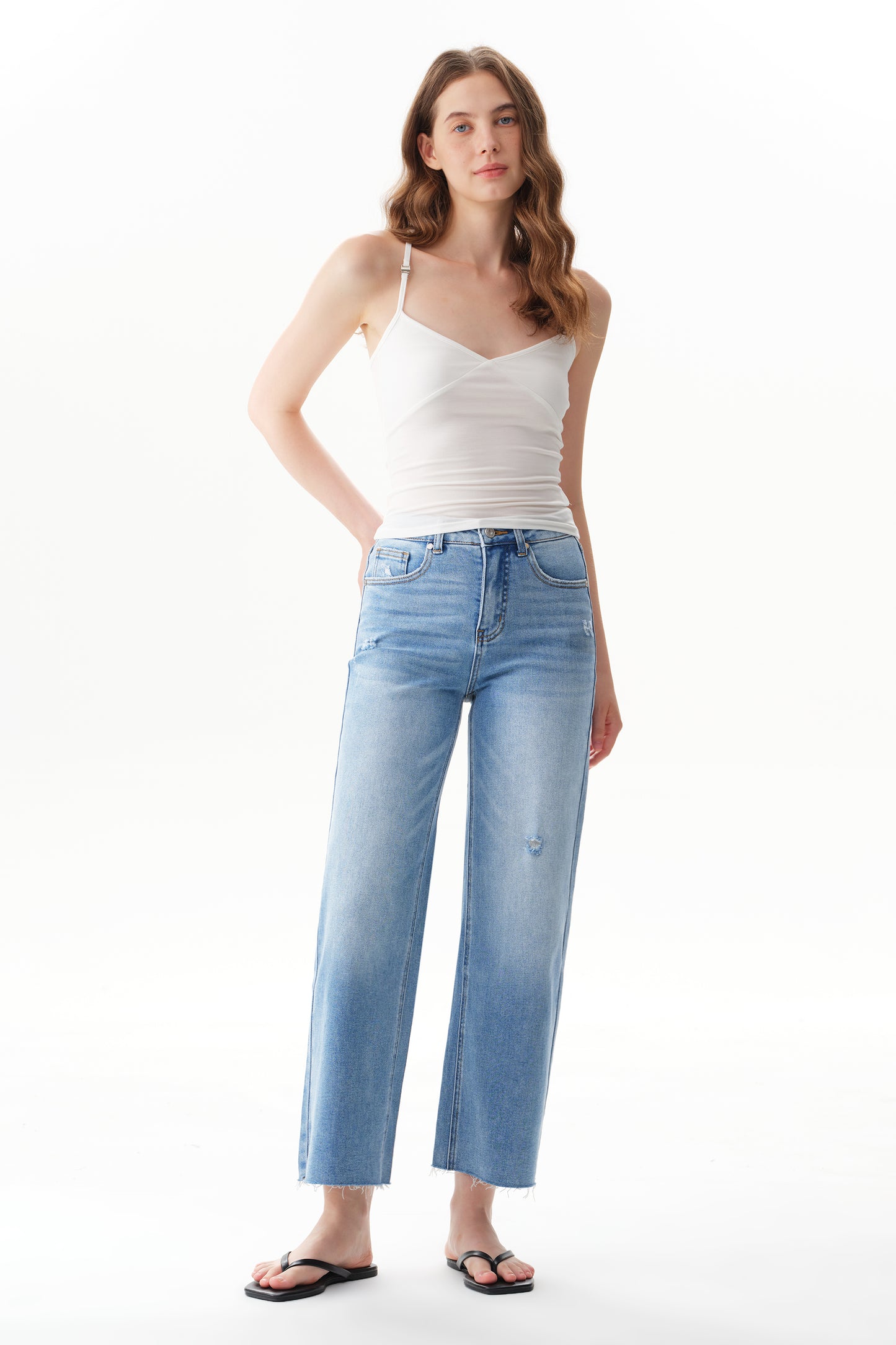 High Rise Ankle Straight Leg Jeans OST5032EC