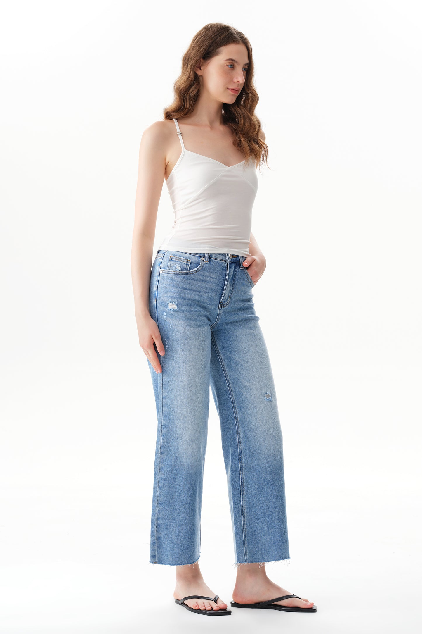 High Rise Ankle Straight Leg Jeans OST5032EC