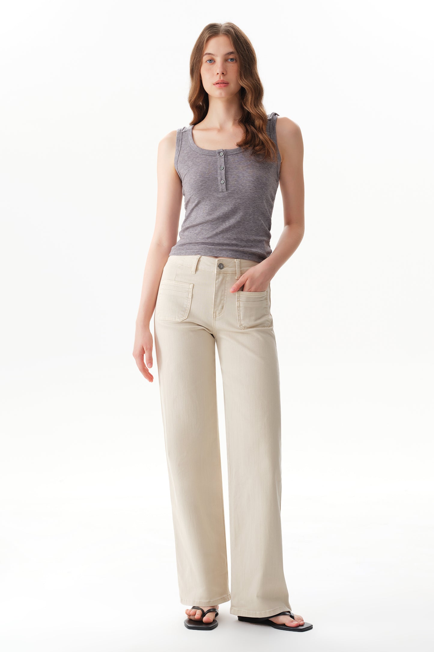 Mid Rise Straight Pants OST5068