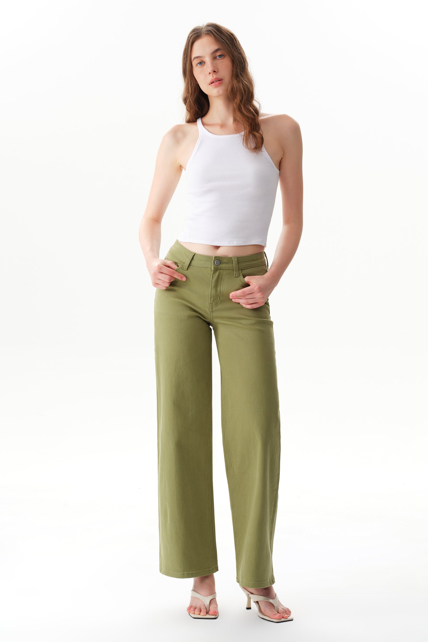 Mid Rise Baggy BBL Wide Leg Denim Jeans OSW8001