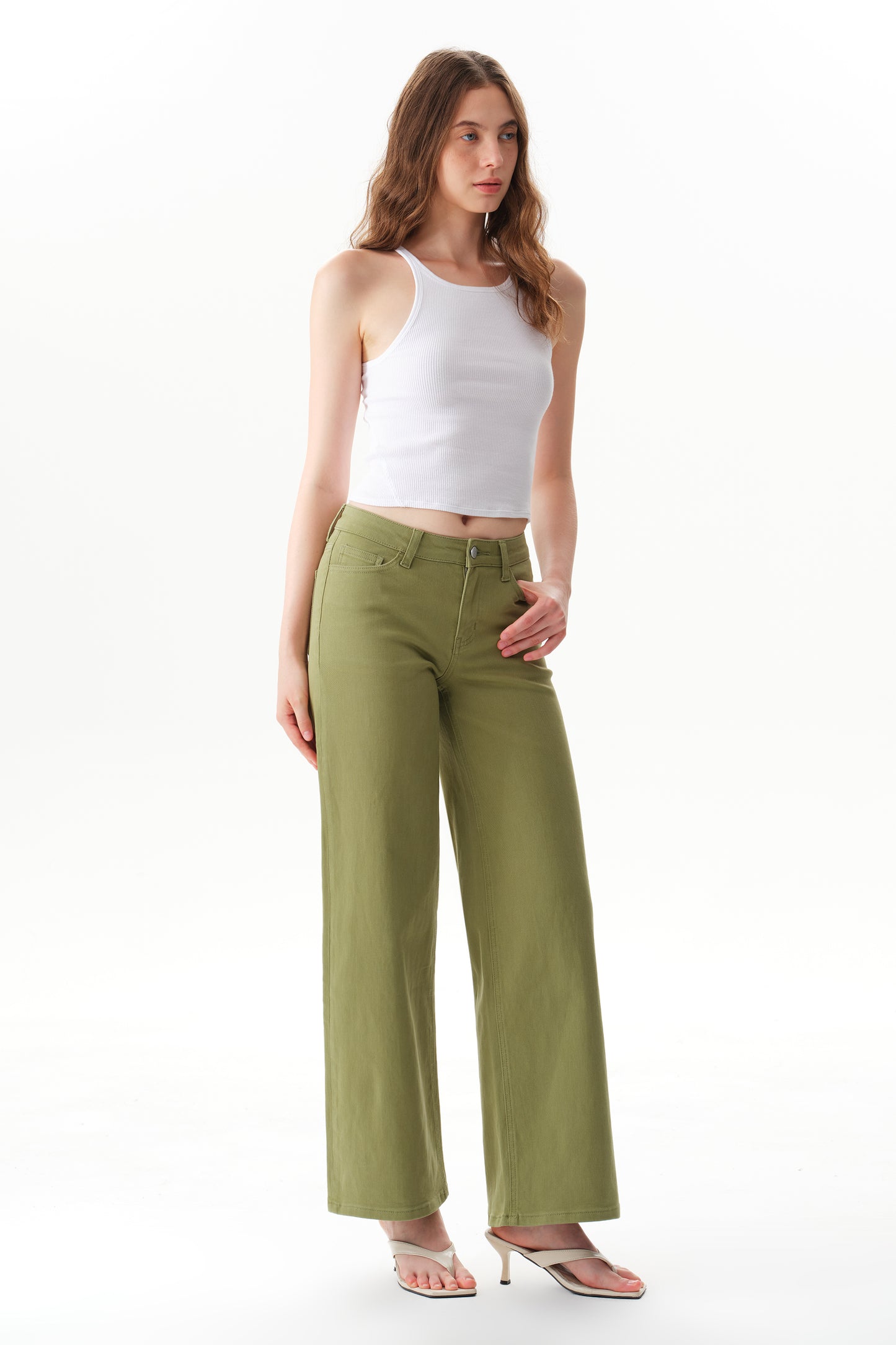 Mid Rise Baggy BBL Wide Leg Denim Jeans OSW8001