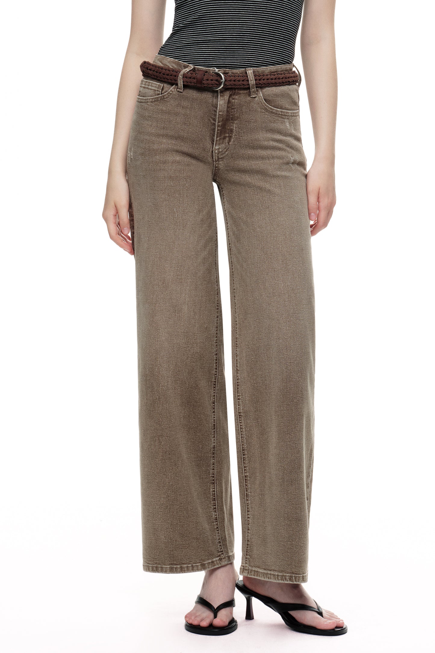 Mid Rise Baggy BBL Wide Leg Denim Jeans OSW8001