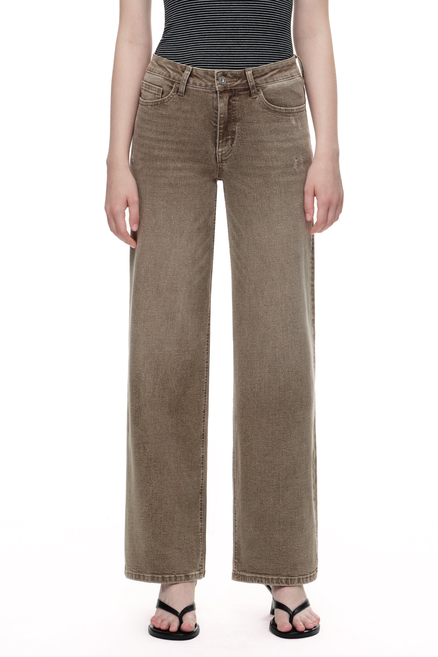 Mid Rise Baggy BBL Wide Leg Denim Jeans OSW8001