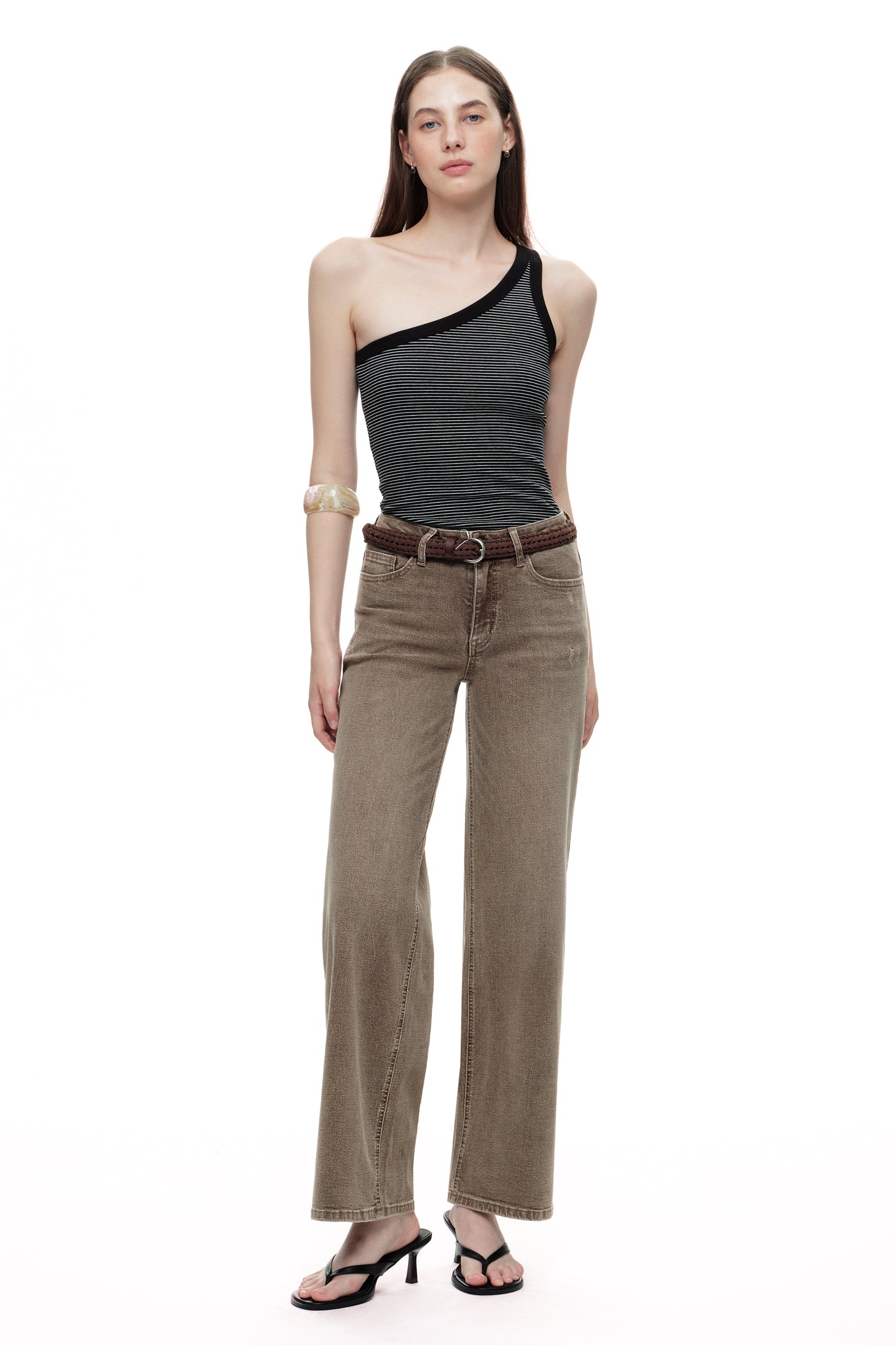 Mid Rise Baggy BBL Wide Leg Denim Jeans OSW8001