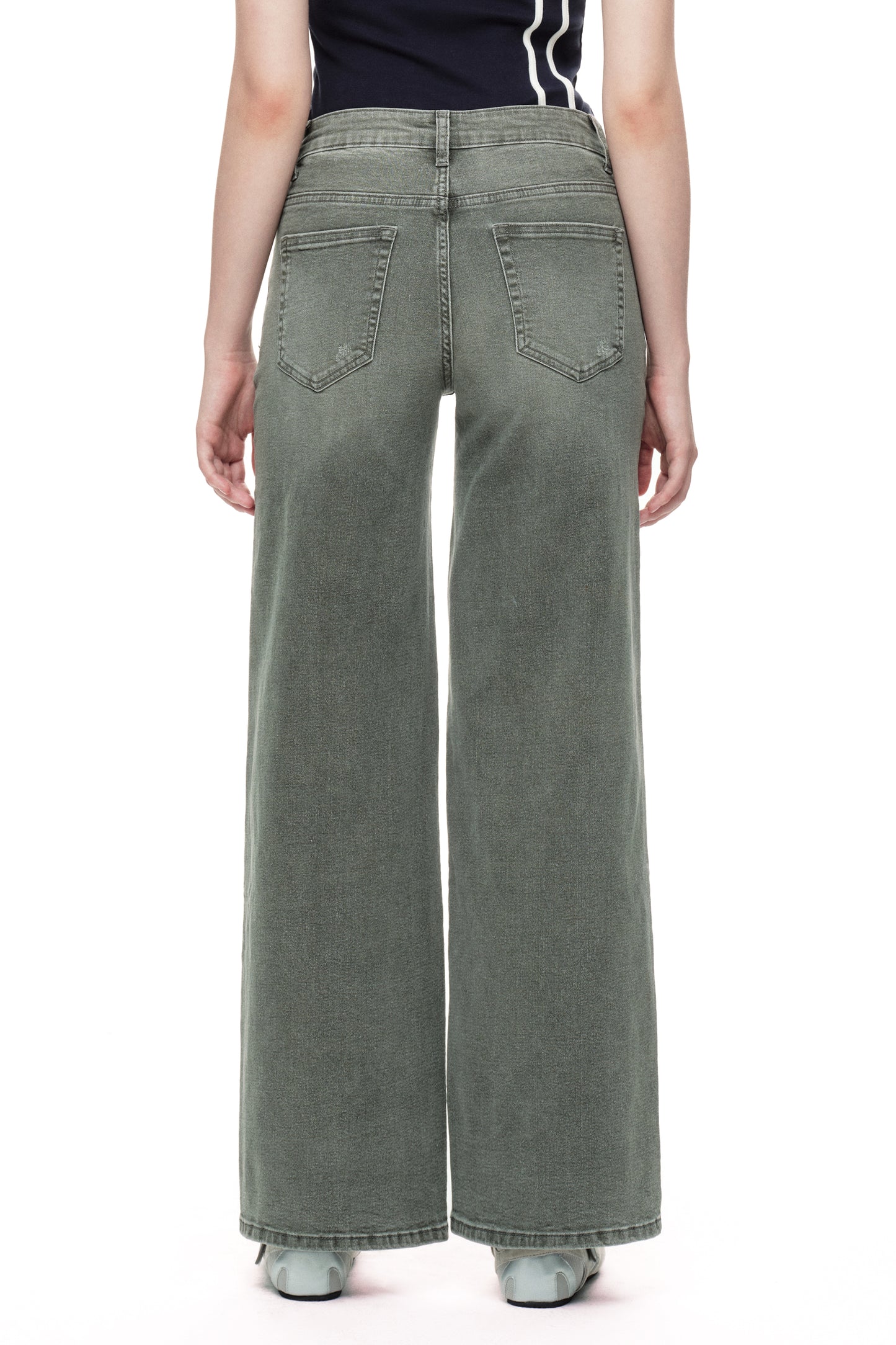 Mid Rise Baggy BBL Wide Leg Denim Jeans OSW8001